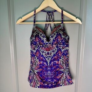 Athleta Boho Printed Tankini Top | Strappy Multi-Back | XS